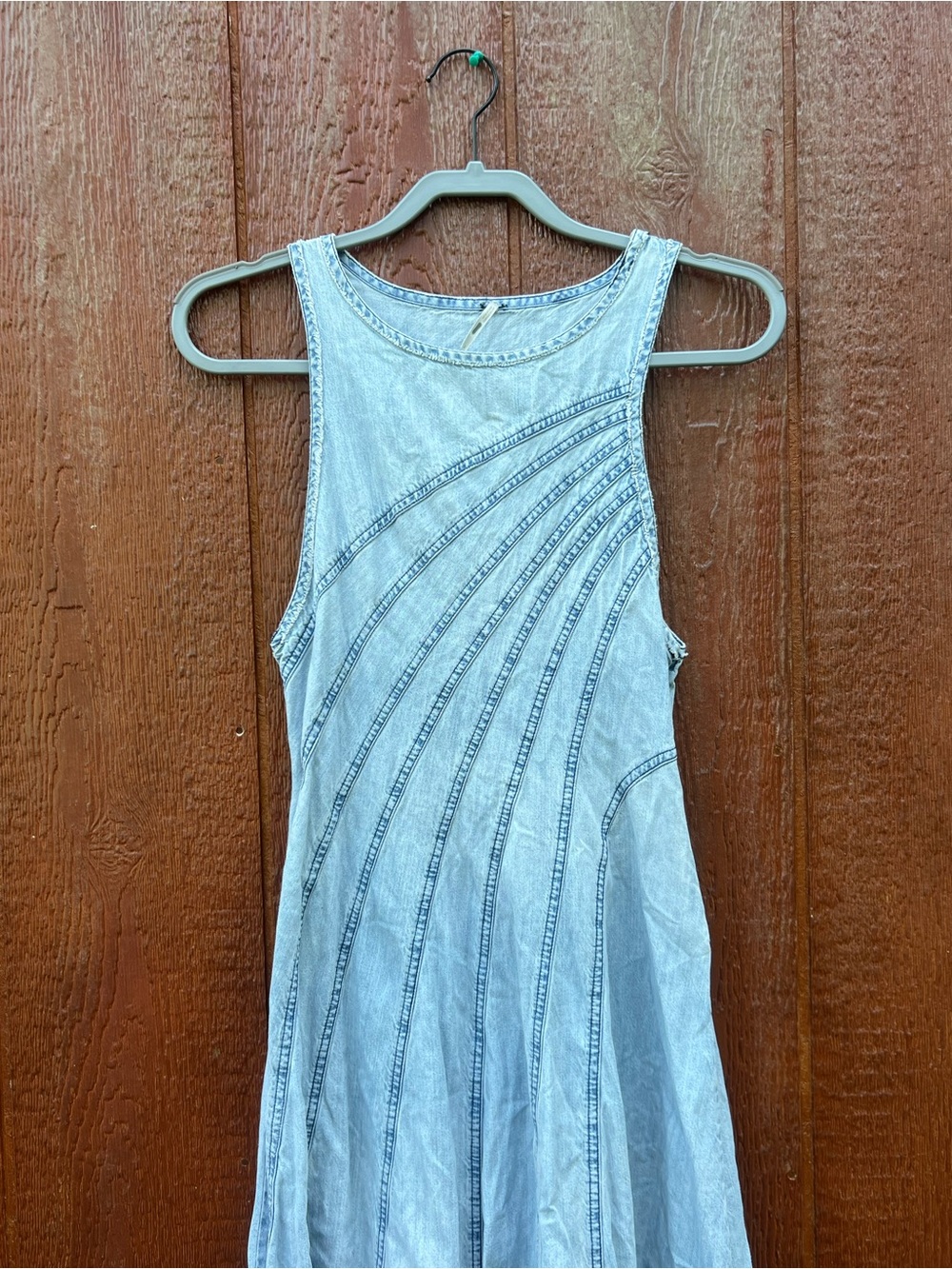 Free People Blue Jean Baby Maxi Dress Light Wash Denim Size 2 Boho A-Line - Picture 3 of 5